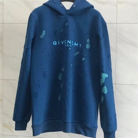 givenchy destroyed blue|GIVENCHY overlapped hoodie in destroyed fleece .